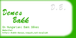 denes bakk business card